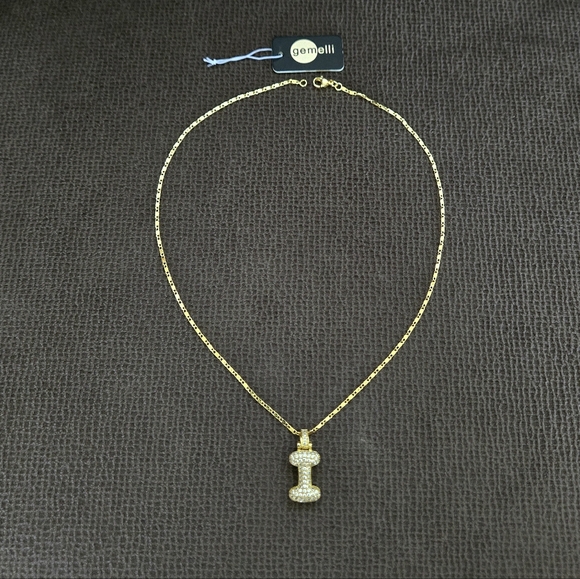Gemelli👭 Puffy Pave Cubic Zirconia💎 Letter "I" Initial Pendant Necklace - NWT - Picture 10 of 16